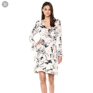 Calvin Klein Printed Wrap Dress with flare sleeve